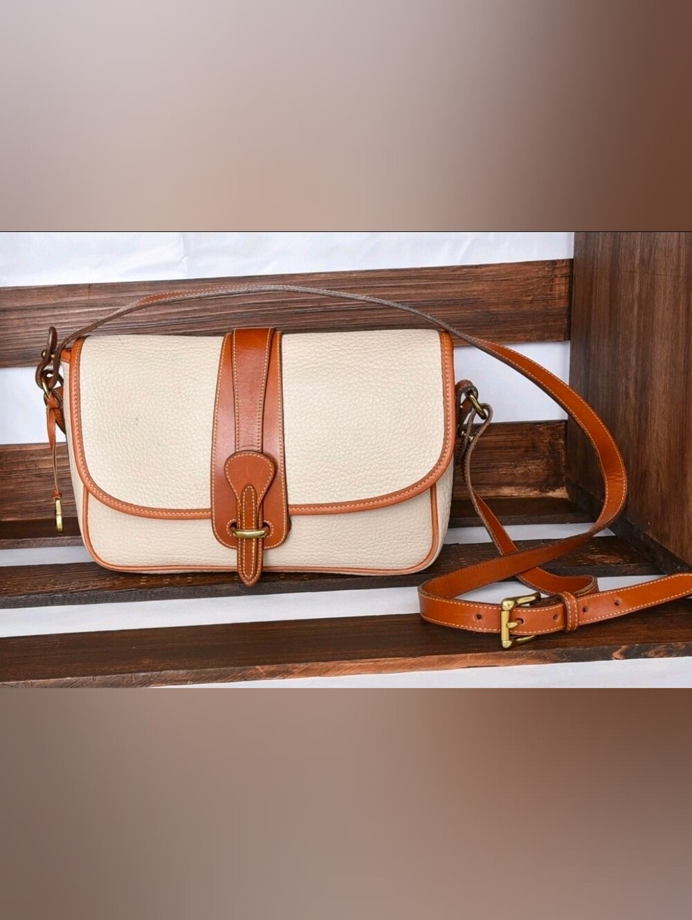Vintage Dooney & Bourke All Weather Leather Equestrian Crossbody Bag